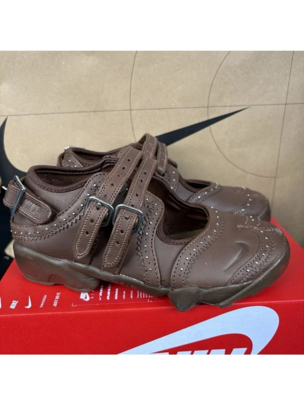 NEW Nike Air Rift Mary Jane Shoes British Tan Brown IM7396-281 Women Size 6